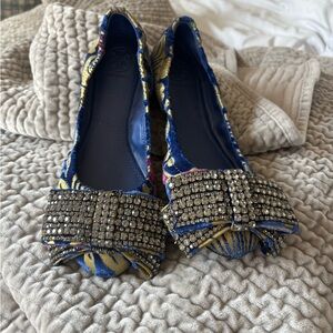 Tory Burch Viola Rare Embellished Bow Ballet Flat
